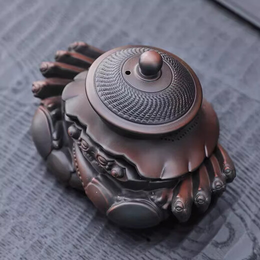 Purple pottery crab tea drain all-ceramic integrated filter set can raise tea pets ornaments household tea filter tea partition crab filter tea pet