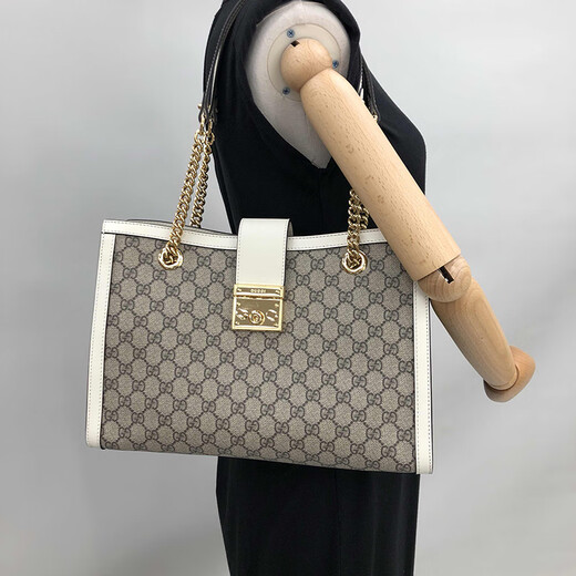 古驰（GUCCI）【618】Padlock系列GG女士单肩包女包 米色/乌木色白边479197KHNKG9761