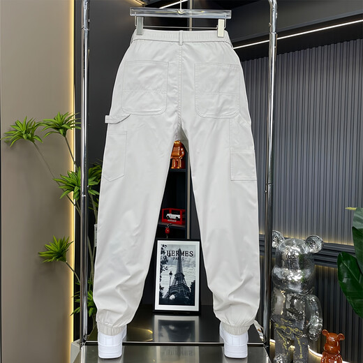 Fertisson Mengs Arbeitshose für Herren Sommer dünne komfortable High-End-Hose Casual Hosen Trendy Lose Binding Herrenhosen 692 Khaki 30 (Empfohlen 105-120 Jin [Jin gleich 0,5 kg]))