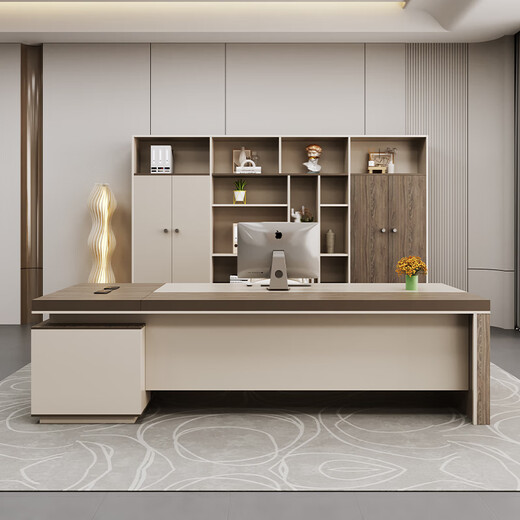 Desk Xiaobai Boss Desk Desk Simple Modern Supervisor Manager Desk and Chair Combination Office Leader Desk Set 1.8 Meter Boss Desk + Luxurious Side Cabinet + Boss Chair