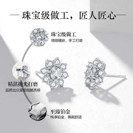 Grace Girl platinum diamond earrings for women, light luxury and high-end earrings, Chinese Valentine's Day gift for girlfriend and wife, platinum sunflower diamond earrings