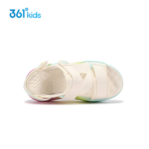 361 Shopping mall same style children's shoes, girls' casual beach sandals, summer new middle and large children's shoes, feather white/light translucent green/sandwich yellow 34