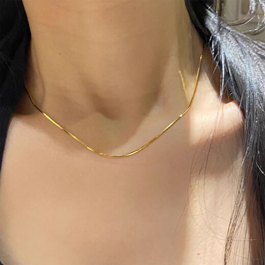 GIOIO 18K gold-plated necklace plain chain wearable pendant gold-plated non-fading chain without pendant clavicle gold O-shaped chain (40+5cm extension chain)