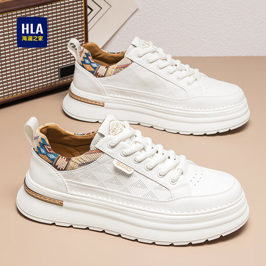 Heilan House men's shoes autumn breathable soft sole heightening shoes men's classic sneakers men's casual shoes sports white shoes sweaty feet shoes white rice dumpling punching style 225 41
