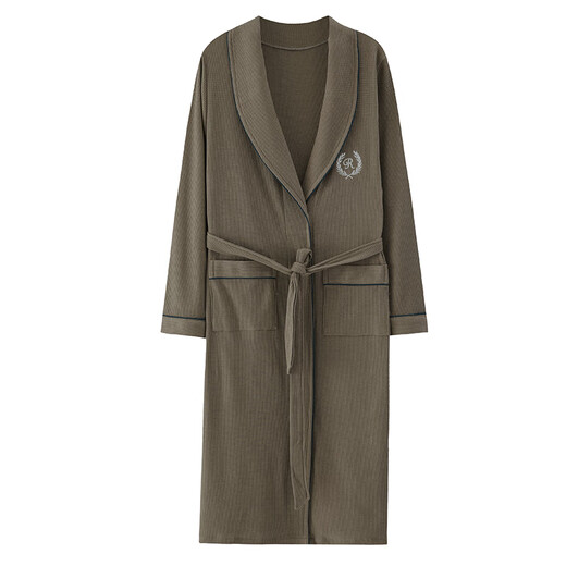 
Finished waffle bathrobe men's spring and autumn pure cotton medium-length men's nightgown 2025 new absorbent integrated bathrobe LJ96827 [pure cotton waffle] L size [weight 120-140Jin [Jin equals 0.5 kg]]