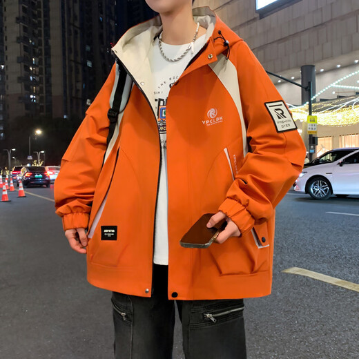 常缕竺 春秋季夹克外套男青少年韩版连帽男装时尚百搭学生 春秋683款白蓝 【款】 2XL 建议【140-155斤】