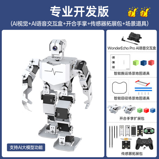 幻尔 树莓派5/4B仿生人形机器人TonyPi智能AI大模型视觉识别抓取语音交互Python编程具身智能机器人 专业开发版 树莓派4B/4G