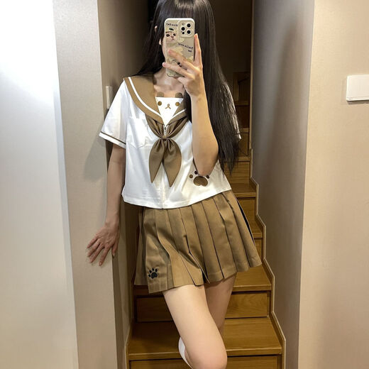 Chun Nasha original jk uniform set genuine student wear college style women's skirt sailor suit full set Japanese college Nana bear long sleeve + short skirt + goldfish festival XL
