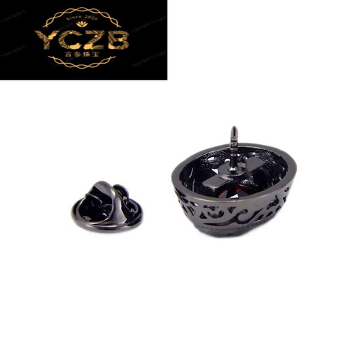 ROSENA SAMMI Broche para hombre, broche para traje, chapado en platino, chapado en oro, Lord Pomegranate, oro, plata, Retro, alfiler de solapa, ramillete para traje, Dark Lord Pomegranate, broche + funda para gemelos