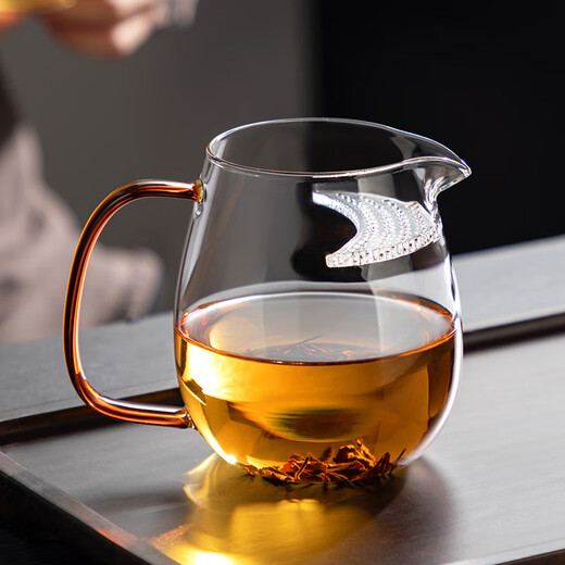 YIHUTEA teapot crescent fair cup large capacity green tea teacup tea water separation glass tea brewer filter tea set Yuanya teapot-yellow handle 600ml