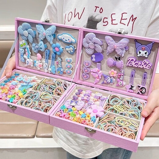 儿童发夹发卡发饰礼盒套装小女孩生日礼物首饰盒女童库洛米 TS187 库洛米礼盒156件套