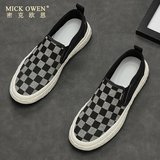 Mick OWEN MICK OWEN One-foot canvas shoes men's board shoes breathable lazy shoes men's shoes autumn trendy shoes beans shoes casual cloth shoes loafers 9227 white and green 44