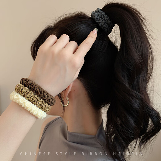 Demina High Ponytail Hair Rope Thick and Highly Elastic Hair Rope New High-End Tie Hair Band Women's Hair Wrap Bold Towel Ring Mixed Color (6 Pack)