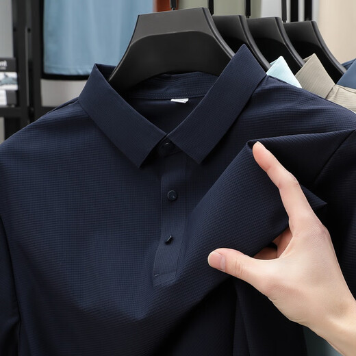 培蒙（peimeng）夏季无痕冰丝翻领衫男商务休闲短袖恤透气青年男装潮 BJ12357咖色 L