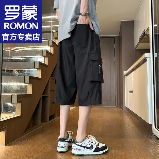 罗蒙（ROMON）工装休闲短裤男士2024夏季潮流速干薄款沙滩外穿五分裤子男裤男装 679军绿 L 约120-140斤可穿