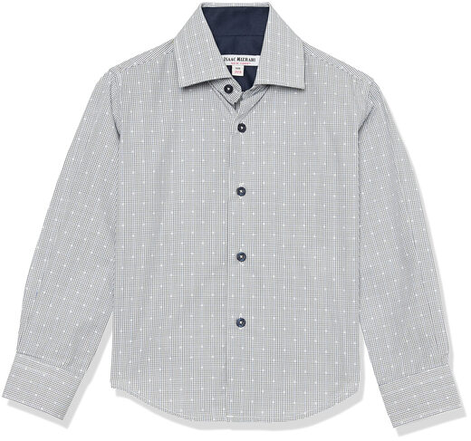 ISAAC MIZRAHI Boys Long Sleeve Plaid Button-Down Shirt Robin Blue 5