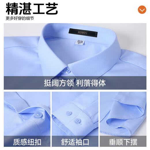 ROMON women's long-sleeved shirt pure cotton no-iron spring and autumn new business casual fashion versatile work shirt blue stripe 39