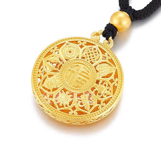 Yan Jinxin Gold Eight Treasures Compass Pendant 999 Pure Gold Packed with Pure Silver Atmosphere Versatile Fortune Gold Gold Packed Silver Round Pendant for Gifts Eight Treasures Compass Pendant Packed with 3.2 Grams of Gold