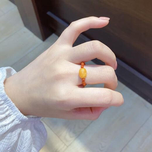 DRJEFUN natural southern red millet bead ring date bead beeswax ring one object one picture natural beeswax white very fine ring for women natural southern red millet bead fine ring set 1 carat 52mm 1 piece 52MM circumference around size 12