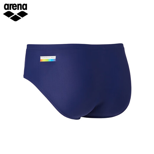 Arena's 25ème nouveau maillot de bain pour hommes, motif dynamique et cool, haute élasticité et confortable maillot de bain triangle à entrejambe haut pour hommes, bleu marine, tissu doux blanc, haute élasticité et non serré L
