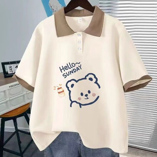 T-shirt Snoopy Pure Cotton à manches courtes pour les enfants de taille moyenne Été Parent-Child Girls 2025 Nouveau col polo