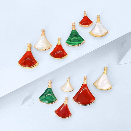 Man Fuxiang 18K gold mini skirt pendant au750 color gold rose gold gold necklace clavicle chain birthday gift for girlfriend 18K gold rose gold (single pendant) 16mm white mother-of-pearl