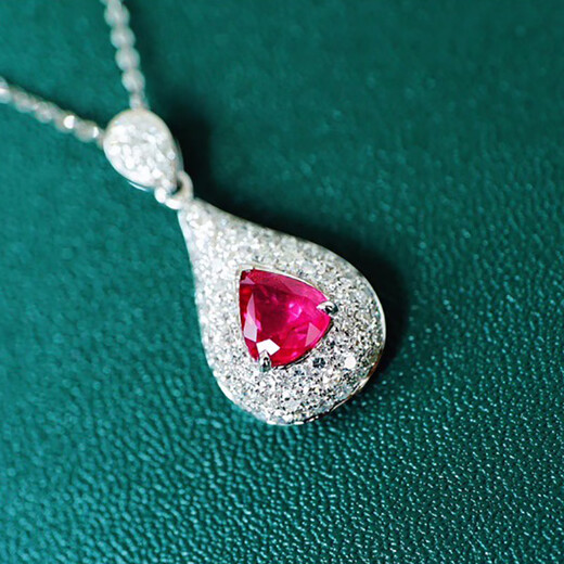 Orenchi Necklace for Women Natural Ruby 18K Gold Diamond Pendant Luxury Jewelry Wedding Anniversary Birthday Gift for Wife Selected Ruby Necklace Main Stone 0.82 Carats