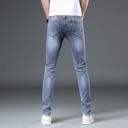 Falamone Armani Light Luxury Jeans Men 2025 Printemps et été mince Pieds élastiques et décontractés Version coréenne haut de gamme MK9901 30
