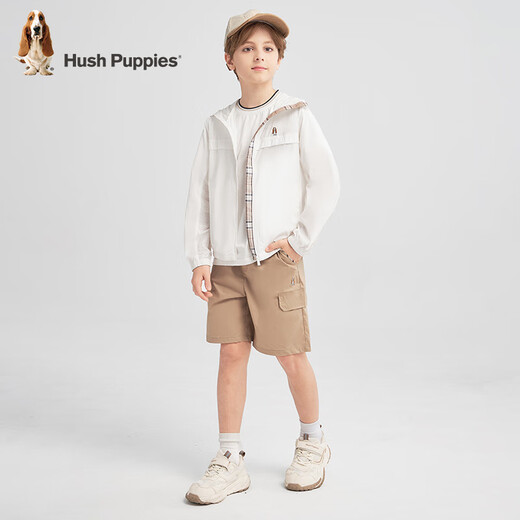 Hush Puppies children's clothing children's cool skin clothing 25 summer boys and girls ice sun protection clothing white UPF50+ 140