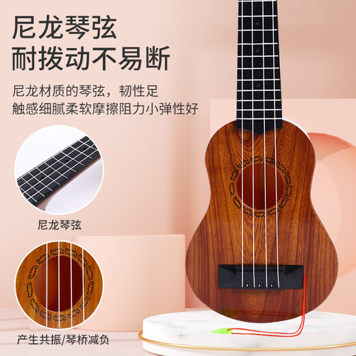 Jingga Ukulele Kinder kleines Gitarrenspielzeug für Mädchen und Jungen, Anfänger können das Musikinstrument Violine Ukulele spielen, 53,8 cm, rundes Loch, Holzfarbe, Boutique-Box-Set