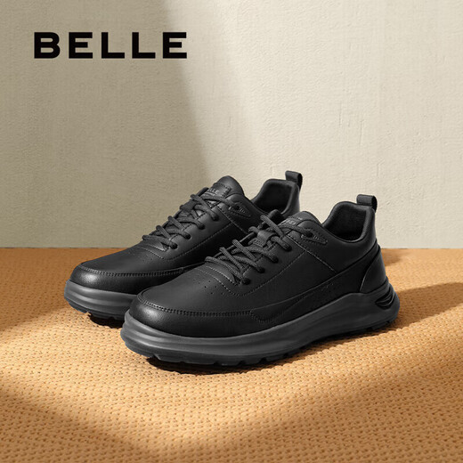Belle Men's Shoes Casual Versatile Walking Shoes Comfortable Lightweight Dad Shoes Business Sports Shoes A1715CM4 Black 42 (260mm)
