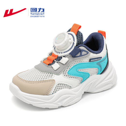 回力（Warrior）童鞋男童运动鞋夏季网面透气校园小白鞋WZ(CL)-1049 米/蓝/灰35
