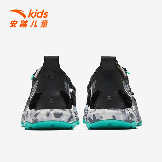 ANTA Children's Qingyu Baotou Sandals Summer New Style Comfortable Cushioning Beach Shoes for Boys and Girls, Trendy Casual Shoes for Large Kids Black/Blue-5 34 The shoe shape is too fat. If you have thin feet, it is recommended to take a smaller size.