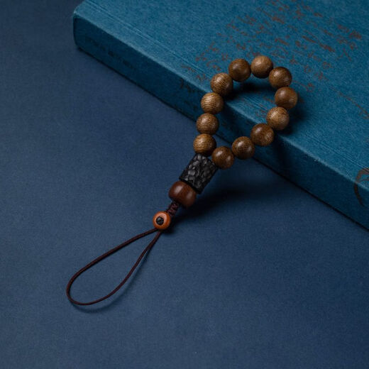Mrs win (Mrs win) agarwood round bead mobile phone lanyard short wrist rope men's and women's mobile phone chain beads pendant pendant ring style (actual black) A16-309