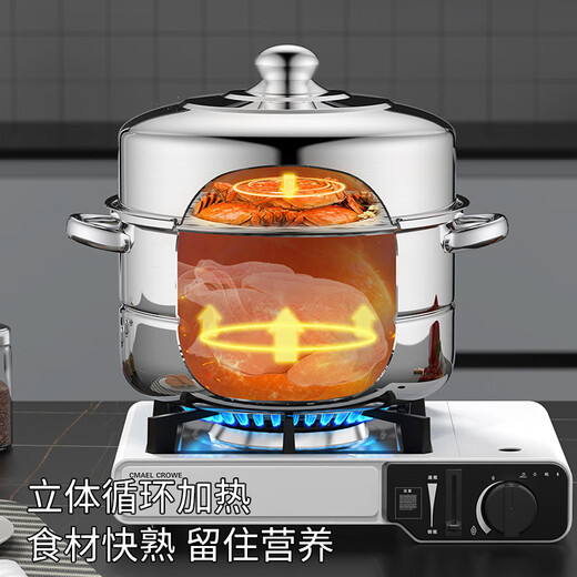 BSITN不锈钢蒸锅一层蒸鱼锅28cm电磁炉蒸锅燃气灶馒头单层蒸锅家用1428