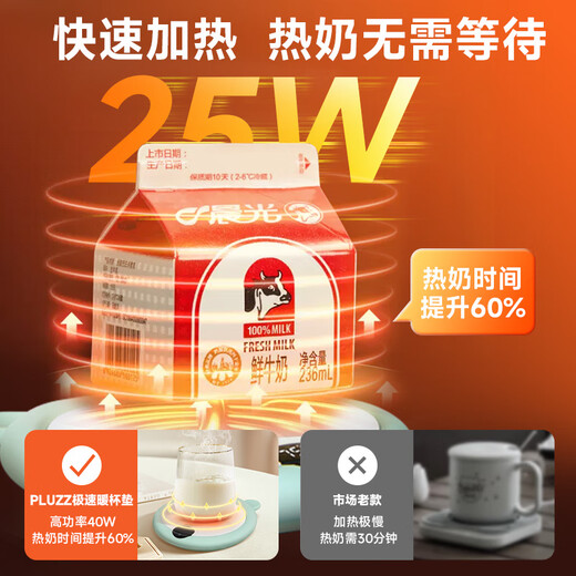 PLUZZ German quality heating coaster, thermostatic coaster, thermal coaster, heating cup, thermostatic cup, milk heating artifact, thermal insulation base, tea coaster, office health cup, cherry blossom powder, upgraded model, rapid heating + three-speed temperature adjustment, 0.2L, German power-saving technology, energy saving + rapid heating + leakage protection system