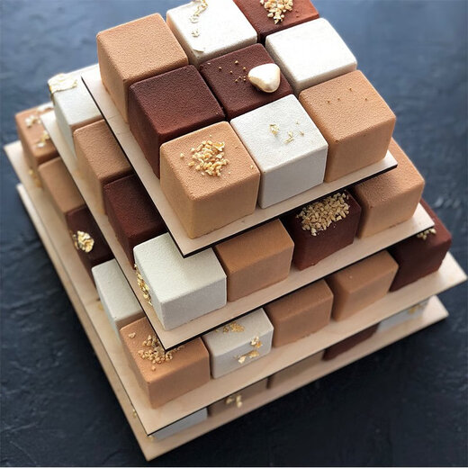 Beibaojiao Square Series Mousse Silicone Mold French Pastry Chocolate Cube Sandwich Baking Mold 28-connected Sandwich Concave Mousse Mold 1049