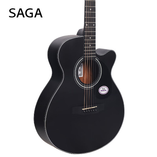 SAGA Guitar Spruce Wood SA600CBK Black Entry-Level Folk 40-inch Guitar Recommended for Beginners with Gift Pack Teaching