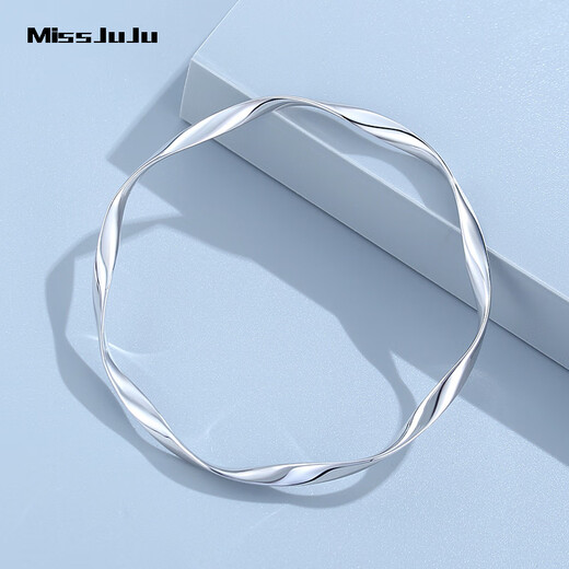 Miss JuJu pt950 platinum Möbius bracelet women's platinum ring solid bracelet weight 13.46 grams inner diameter 54mm