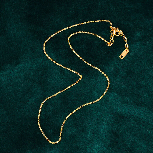 GIOIO 18K gold-plated necklace plain chain wearable pendant gold-plated non-fading chain without pendant clavicle gold O-shaped chain (40+5cm extension chain)
