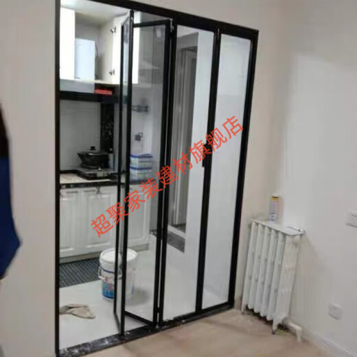 美克杰折叠门卫生间厨房阳台折叠门铝合金折叠门推拉门无轨道小折叠门 黑色 1835