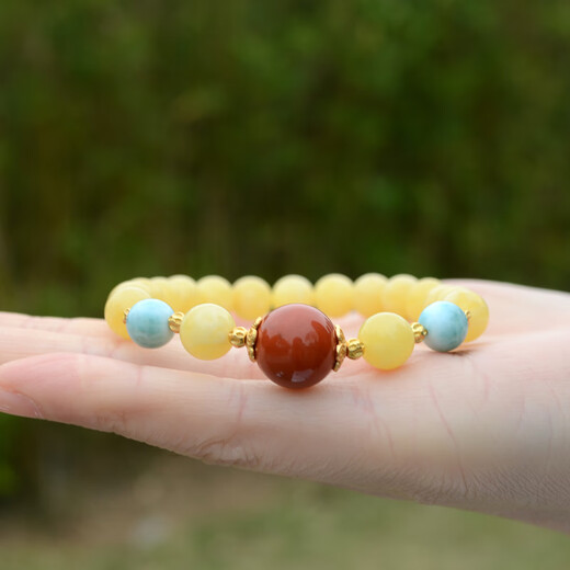 Her generation natural amber beeswax bracelet full of honey white nectar round beads bracelet with certificate holiday 8MM white honey (766215)