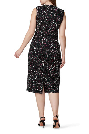 Diane von Furstenberg Women's Slim Fit Hip Dress Sleeveless Round Neck Polka Dot Jacquard Below Knee Length Workplace Commuting Style Black//White 6