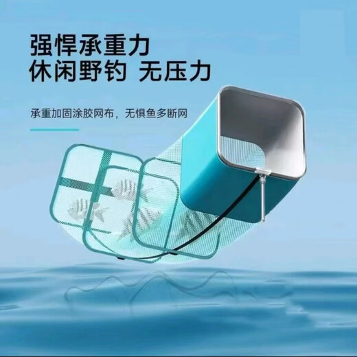 Runhua Nian Fish Protection Mini Square Net New Luya Net Black Pit Wild Fishing Quick-drying Aluminum Alloy Mesh Small Fish Protection Fishing Net Bag 23cm 2m Blue Dense Eyes Diameter Long