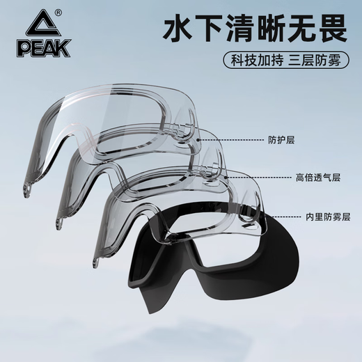 Peak swimming goggles for myopia adult large frame high-definition swimming goggles and swimming cap set for men and women, anti-fog and waterproof swimming equipment, smoke blue and black, flat/not myopic