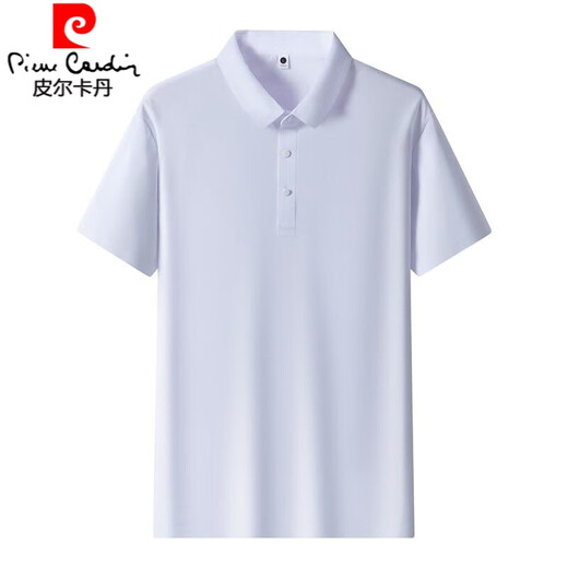 Pierre Cardin summer ice silk short-sleeved T-shirt men's lapel polo shirt high-end casual half-sleeved large size solid color T-shirt top 12357 Qianyue ice silk short-sleeved 3XL