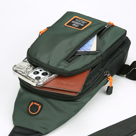 Chest bag men's crossbody bag outdoor travel sports bag fitness running Oxford cloth waterproof chest shoulder bag black