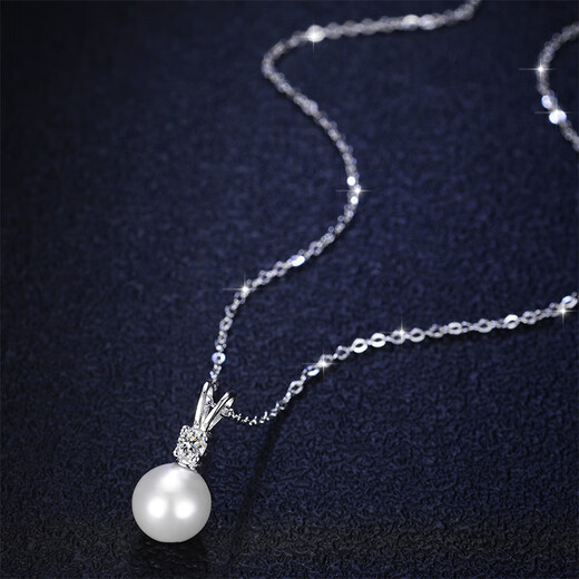 DOLD Seawater Natural Pearl Necklace 925 Silver 18K Gold Diamond Single Moissanite Flawless Necklace Fashion Akoya Seawater Natural Pearl Necklace Lifetime Warranty