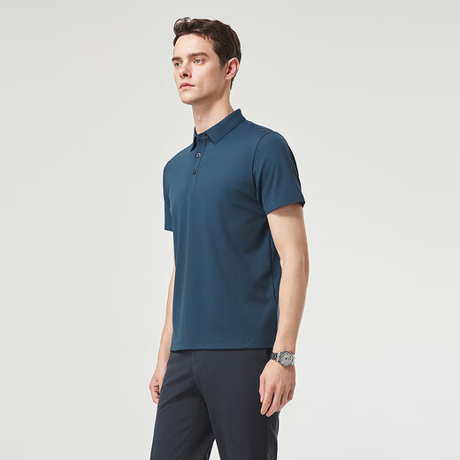 YOUNGOR short-sleeved POLO shirt for men, machine washable, mulberry silk blended, seamless, casual, not easily deformed, 2025 new product, dark blue VSZS513119GCA L (recommended 135-150 Jin Jin equals 0.5 kg)