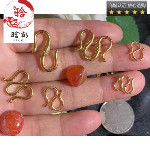 Shantou Lincun A18k gold buckle head necklace button connector bracelet buckle gold buckle live mouth pendant m buckle gold-plated accessories melon seed buckle small size 6mm long